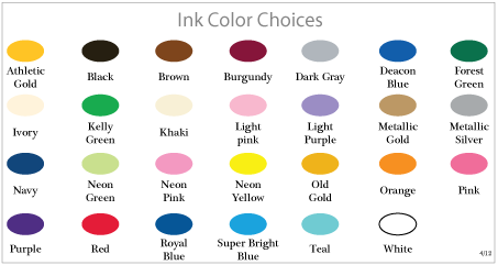 Koozie Ink Color Chart